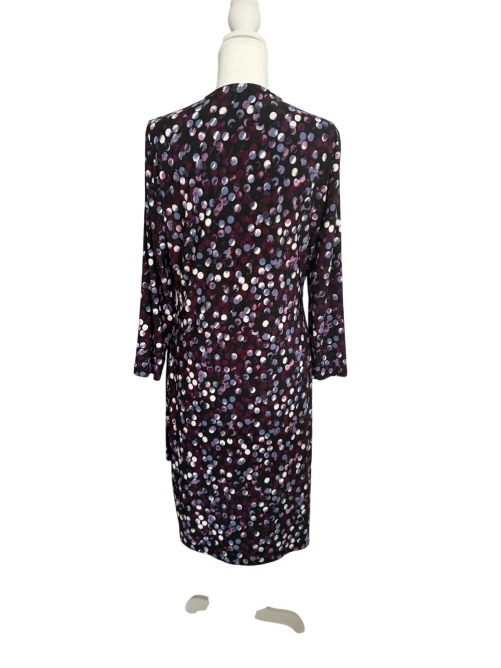 ANNE KLEIN Purple Patterned Stretch Wrap Dress Size Large - Picture 9 of 11